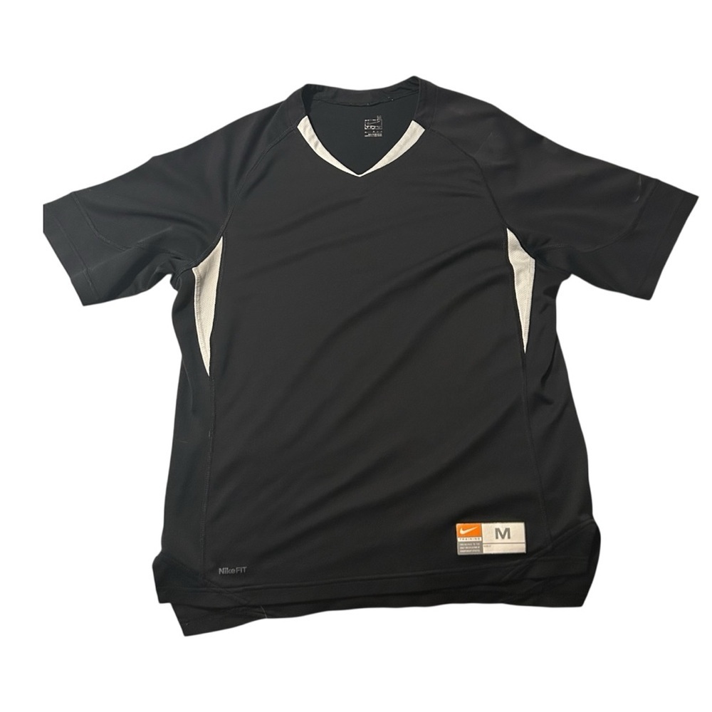 Nike Men's Black and Gray Short Sleeve Athletic Shirt Size Medium